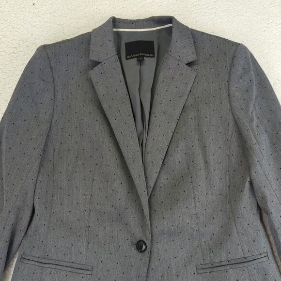 Banana Republic Luxe Brushed Mini Dot One Button Blazer Jacket Gray Women's 6 - Picture 3 of 11